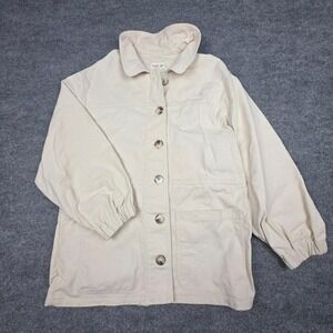 Harly Jae Chore Coat Women's Small Ivory Button Up Pockets Cotton Canada